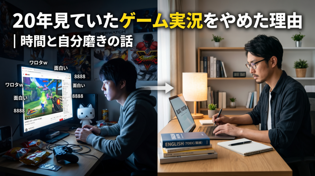 「20年間、毎日見ていたゲーム実況をスパッと引退した理由【アラフォー男のありかた】」のサムネ
